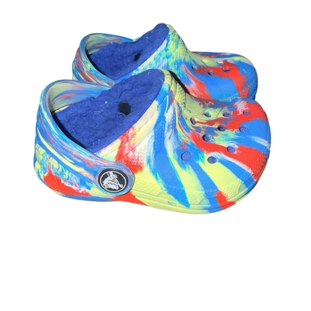 Crocs Unisex-Child Kids' Toddlers Classic Marbled Tie Dye Lined Clogs Size 5